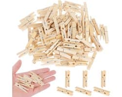 100 Stuks Houten Wasknijpers voor Foto's en Kleding - Creatieve DIY Decoratie en Wandversiering