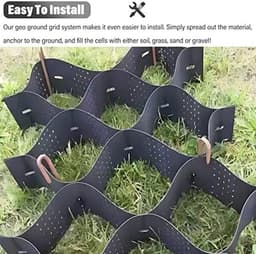 Grondrooster Stabilisator - Oprit Versterker - Hellingsstabilisatie - Duurzaam HDPE Materiaal - 30x30 cm - Zwart — thumbnail 4