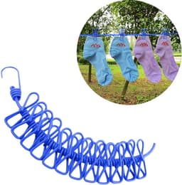 Reis Kledinglijn - Draagbaar Wasrek - Kleding Drogen - Elastisch Verstelbaar - 3 Meter - Blauw — thumbnail 4