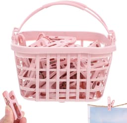 30 stuks - Plastic klemmen - Winddichte klemmen - Wasknijpers - Klemmen voor dekens en kleding - Roze - 9*9*6,5 cm - Plastic handdoekklemmen - Met opbergmandje - Te gebruiken voor het ophangen van handdoeken, dekens en dekbedden — thumbnail 1