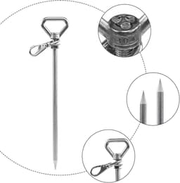Grondanker Set - Schroefharingen Ankers - Tent Verankeren - Massief Roestvrij Staal - 33 cm Lengte - Zilver — thumbnail 4