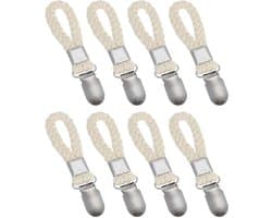 Wasknijpers met Lus - Handdoekhouders Ophangbaar - Opbergen van Handdoeken - Met Katoenen Lus - 11 cm - Beige