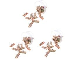 Houten Clips - Decoratieve Punaises - Foto's Ophangen - Natuurlijk Hout - 60 Stuks - Multicolor