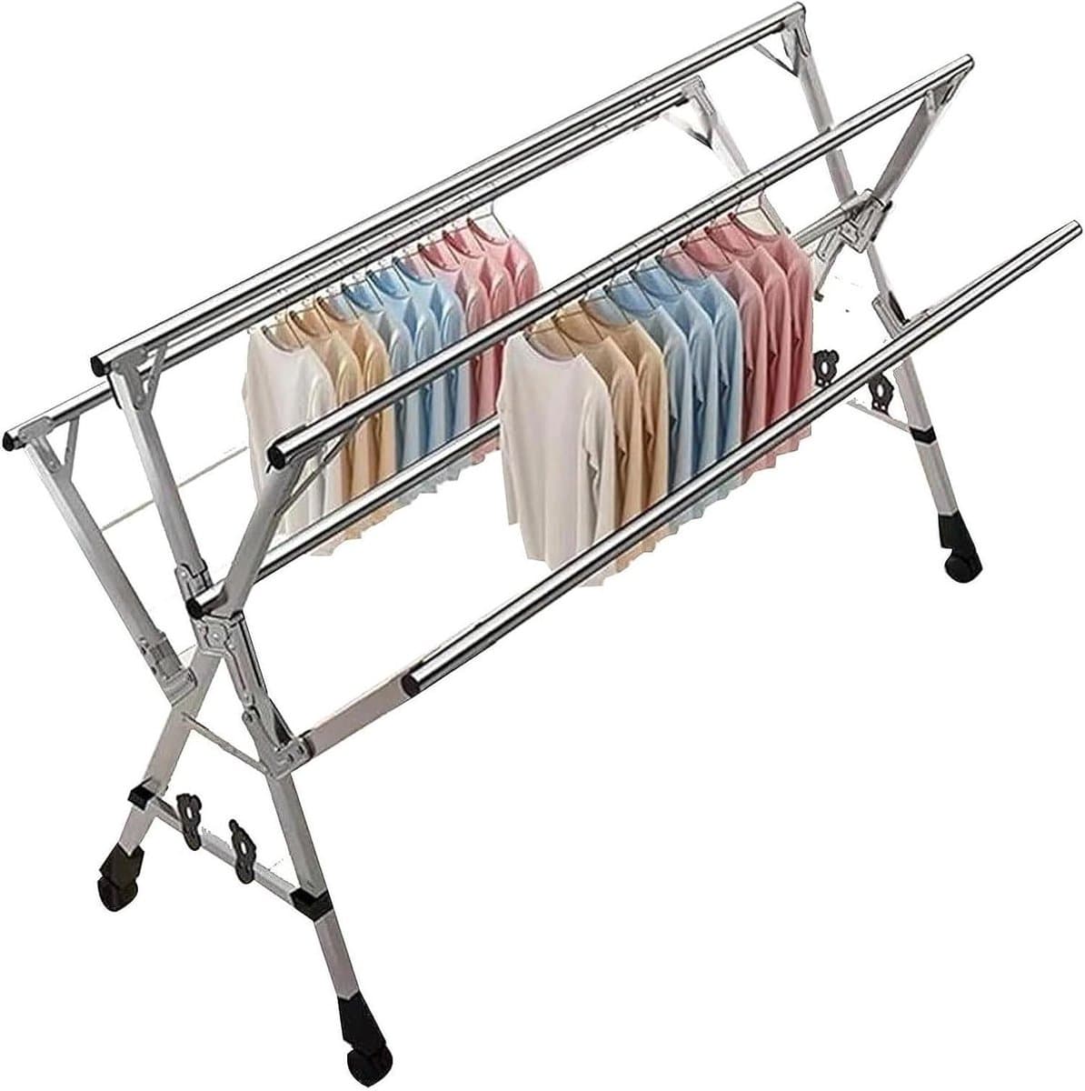 Opvouwbare droogmolen - Verplaatsbare wasdroger - Kleding drogen - Verstelbare stangen - 160cm - Zilver — afbeelding 1