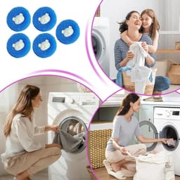 Dierenhaarverwijderaar Wasmachine - Wasvanger Pluisjes - Kleding Verzorgen - Herbruikbaar Berendesign - 5 Stuks - Blauw — thumbnail 2