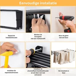 TopChoice® Wanddroogrek - Wasrek Inklapbaar - Uittrekbaar - 12 - 36 CM - Zwart — thumbnail 5