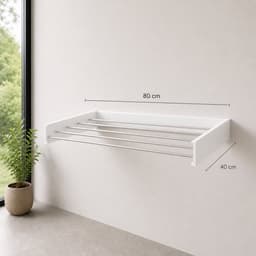 Vonia Wanddroogrek Inklapbaar 80 cm - Wasrek Hangend - 4m drooglengte - Droogrek Hangend - Wit — thumbnail 4