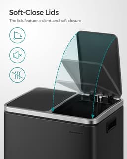 SONGMICS Afvalemmer voor de keuken, 30L, afvalscheiding, metalen afvalemmer, pedaalemmer met binnenbakken en handgrepen, afvalscheidingssysteem, 2 x 15 liter, softclose, luchtdicht, zwart LTB30BK — thumbnail 3