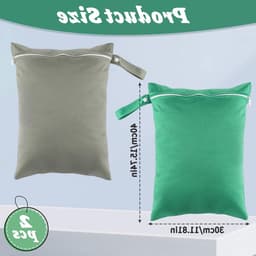 2 Stuks Waterdichte Waszakken voor Vuil Wasgoed, Ideaal voor Reizen en Zwemspullen, Groot Formaat 30 x 40 cm (Grijs/Groen) — thumbnail 4