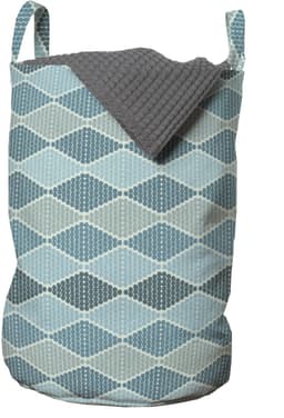 ABAKUHAUS abstracte waszak, horizontale ruitenstijl, wasmand met handvatten, trekkoordje voor wasserettes, Cadet Blue leisteenblauw — thumbnail 1