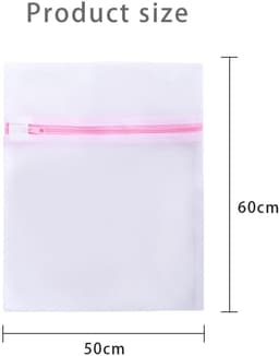 Dailygoods - Wasnetten - Fijnmazige waszak - Herbruikbaar - 50 cm x 60 cm - Ritssluiting - Geschikt voor kleding - 3 stuks — thumbnail 4