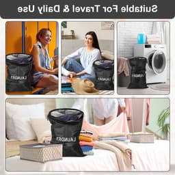 Waterdichte Waszakken Set van 4, 3 Maten voor Vuile Kleding, Ideaal voor Zwemmen, Yoga en Reizen, Vouwbare Waszakken voor Gezinnen — thumbnail 3