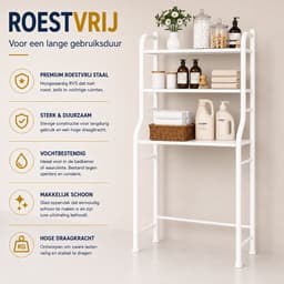 MeubelsvanJoep Wasmachine ombouw rek wit 157 x 68 x 26 cm - Wasmachine rek met opbergruimte wit - Wasmachine rek bovenlader wit - Wasmachine rek voorlader wit- Toilet kast — thumbnail 5