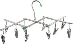 Sokkenklemmen set - Kledinghangers clips - Ruimtebesparend drogen - Roestvrij staal - 10 clips - Zilverkleurig — thumbnail 1