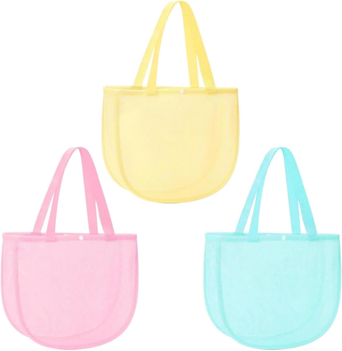 Schelpenzakken Set - Net Tas - Strand Verzamelen - Opvouwbaar Draagbaar - 32x23x8cm - Kleurrijk — afbeelding 1