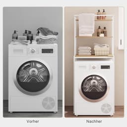 Wasmachinerek - Badkamerkast - Ruimte Besparen - Met Handdoekhouder - 67 x 162 cm - Wit — thumbnail 4