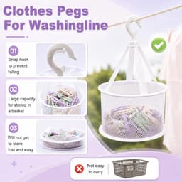 Wasknijpers met mand - Kledingklemmen - Kleding Drogen - Winddicht Ontwerp - 80 stuks - Multicolor — thumbnail 5