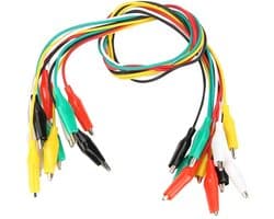 JHUBERS - Krokodilklemmen - Testklemmen - Sterke elasticiteit - Rood Zwart Wit Geel Groen - Dubbelzijdige klemmen - Geschikt voor testen - Klemmen...