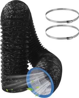 Afvoerslang Flexibel - Ventilatieslang PVC - Lucht Afvoeren - Inclusief Klembanden - 3 Meter - Zwart — thumbnail 1