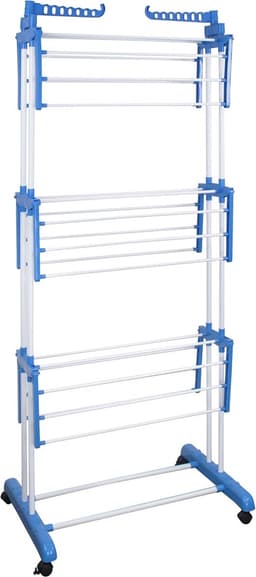 Kleding Droogtoren - Wasrek Opvouwbaar - Kleding Drogen Binnen - 4 Laags Met Wielen - 170 cm Hoog - Blauw — thumbnail 5