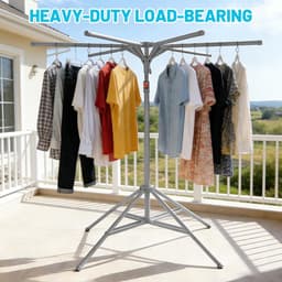 Dailygoods- Droogrek Uittrekbaar - Inklapbaar - Stabiel - Ruimtebesparend - 6 Vleugels - Voor Balkon/Binnen/Buiten - Wasrek — thumbnail 2