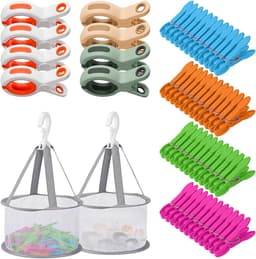 Wasknijpers - Kledingklemmen - Kleding Drogen - Met Opbergzak - 56 Stuks - Kleurrijk — thumbnail 1