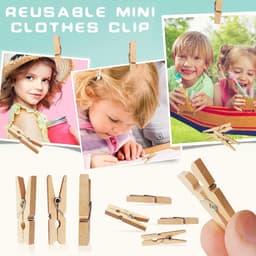 Houten Clips - Mini Spelden - Foto's Ophangen - Natuurlijk Hout - 200 Stuks - Houtkleur — thumbnail 5