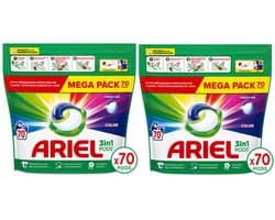 Ariel 3in1 Pods Color Fresh Air Wascapsules – 2 x 70 Pods – 140 Wasbeurten – Voordeelverpakking
