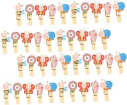 Houten Klemmen - Mini Clips - Foto's Ophangen - Dierenvorm Ontwerp - 50 Stuks - Diverse Kleuren — thumbnail 1