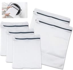 5-delige set - 2 middelgrote en 3 kleine - Waszakken voor het wassen van bh's en ondergoed - Waszak voor handschoenen - Katoenen waszak voor kleding - Geschikt voor thuisgebruik en op reis (grijs) — thumbnail 1
