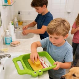 Wasbord - Mini-wasbord - Draagbaar - Handmatig, krokodilvormig - Lichtgewicht washulpmiddel - Geschikt voor kinderen, perfect voor het met de hand wassen van kleding met een wasbord, milieuvriendelijk — thumbnail 3