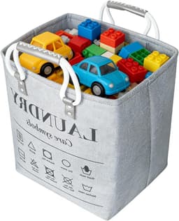 Wasmand - 48L opbergorganizer, stoffen mand met handgrepen, opvouwbare kledingcontainer met capaciteit | Huishoudelijke wasbak voor slaapkamer badkamer slaapzaal kinderkamer handdoeken dekens — thumbnail 1