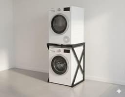 SERALUXE - Wasmachine Kast - Wasmachine Verhoger- Metaal - Zwart - Universeel Wasmachine en Droger Kast - Wasmachine Ombouw - Wasmachinerek - Wasmachine Sokkel- Robuust - Stabiel - Stevig - Anti Vibratie — thumbnail 1