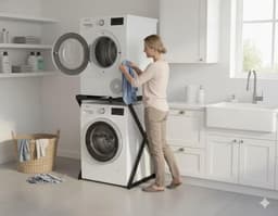 SERALUXE - Wasmachine Kast - Wasmachine Verhoger- Metaal - Zwart - Universeel Wasmachine en Droger Kast - Wasmachine Ombouw - Wasmachinerek - Wasmachine Sokkel- Robuust - Stabiel - Stevig - Anti Vibratie — thumbnail 3