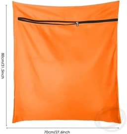 WiseGoods Luxe Huisdieren Waszak 70x80 Met Rits - Grote Polyester Waszak Tegen Dieren Haren - Honden / Katten / Paarden - Oranje — thumbnail 5