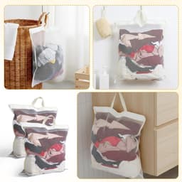 Grote Mesh Waszakken voor Wasmachine - 2 Stuks Delicate Lingerie Waszakken met Rits - Duurzame Bescherming voor Kleding en Ondergoed 45x45cm — thumbnail 2