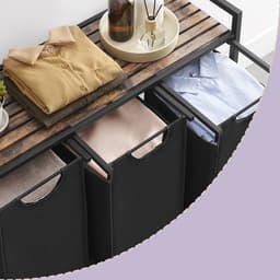 VASAGLE - Wasmand - Wassorteerder - 3 Compartimenten - 3 Oxford Stoffen - Metalen Frame - 114 L — thumbnail 5