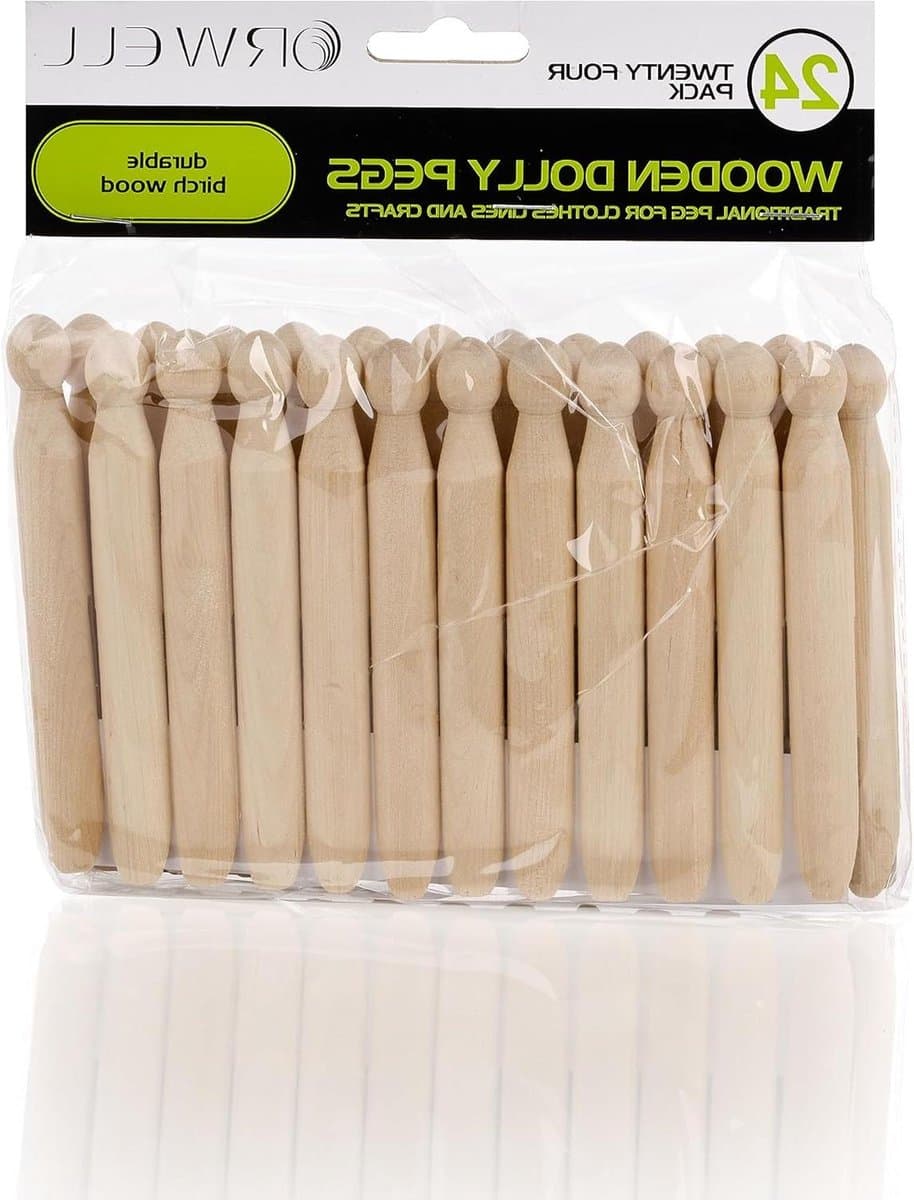Houten Was Knijpers - Kleding Hangers - Kleding Drogen - Duurzaam Berkenhout - 24 Stuks - Wit — afbeelding 1