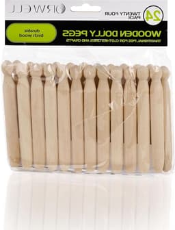 Houten Was Knijpers - Kleding Hangers - Kleding Drogen - Duurzaam Berkenhout - 24 Stuks - Wit — thumbnail 1