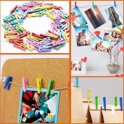 Mini Houten Knijpers - Kleine Decoratie Clips - Foto's Ophangen - Kleurrijk Set - 100 Stuks - Kleurrijk — thumbnail 2
