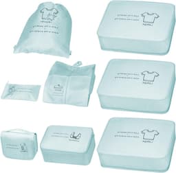 Reisorganiser Set van 8 inpakken kubussen met schoenen- en waszakken, ideaal voor reizigers en vrouwen, blauw — thumbnail 5