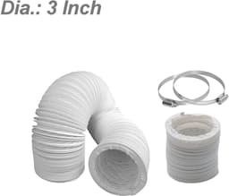Dailygoods- Ontluchter Flexibele PVC - Afvoerslang Ø 80mm - Lengte 2,5m - Geschikt voor Wasdroger/Airco - Waterdichte Afdichting - Roestvrijstalen Klemmen — thumbnail 3
