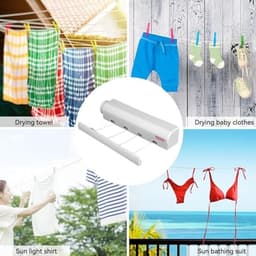Dailygoods- Waslijn Intrekbaar 3,2-3,75 m - Wandmontage - Kunststof - 4-5 Touwen - 8 kg Capaciteit - Ruimtebesparend Ontwerp - Wasdroger — thumbnail 4