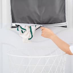 Dailygoods- Wasmand met Deksel - Wasmand 2 Vakken - Wasmand voor Deur - Waszak - Waterdichte Wasmand - Ruime Capaciteit 77x50 cm — thumbnail 3
