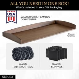 Wasdroger Aanrecht - Wasmachine Topper - Wasruimte Organisatie - Premium Bamboe Materiaal - 54 inch Breed - Donker Walnoot — thumbnail 3