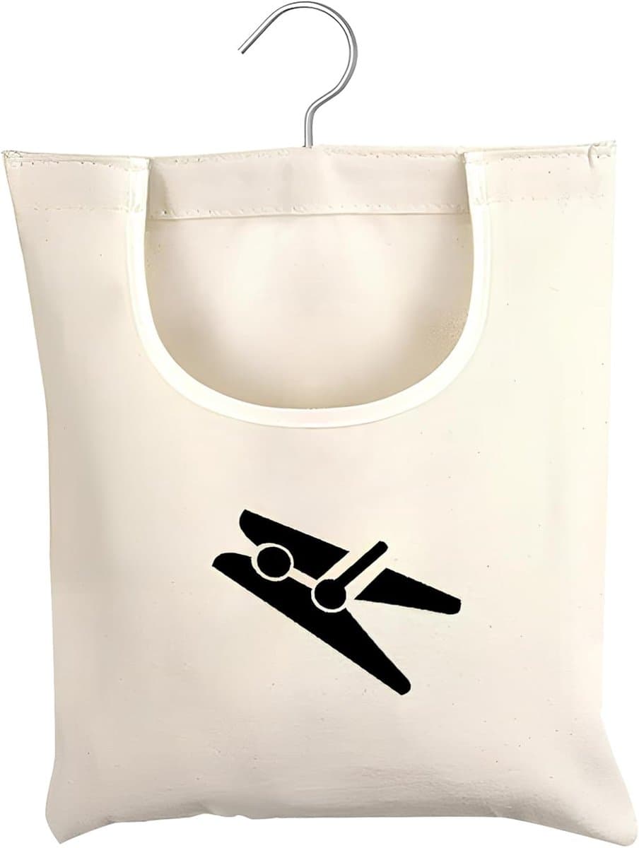 Wasknijperzak - Opbergtas - Wasknijpers Opbergen - Met Hanger - 32 x 28 cm - Beige — afbeelding 1