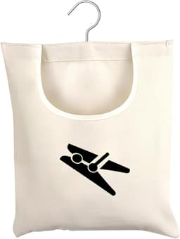 Wasknijperzak - Opbergtas - Wasknijpers Opbergen - Met Hanger - 32 x 28 cm - Beige — thumbnail 1