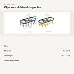 Dailygoods- Wasrek Inklapbaar - Droogmolen met 12 Klemmen - Ruimtebesparend - Multifunctioneel - Geschikt voor Binnen/Buiten - Afmetingen 31 x 13 Inch — thumbnail 4