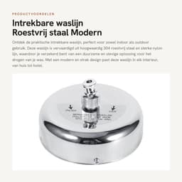 Dailygoods- Intrekbare Waslijn - Roestvrij Staal - Gevlochten Nylon Lijn - Draagvermogen 10 kg - Voor Binnen/Buiten - Eenvoudig te Installeren — thumbnail 1