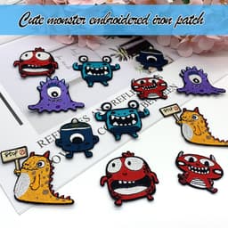 Dailygoods- Strijkpatches 12 Stuks - Grappige Monsterstijl - Opstrijkbare Patches - Kleding Versiering - Defecte Kleding Fixeren - Stijlvolle Borduurstickers - Borduurpatches — thumbnail 5